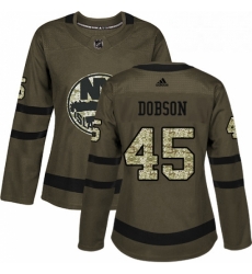 Womens Adidas New York Islanders 45 Noah Dobson Authentic Green Salute to Service NHL Jersey Womens Adidas New York Islanders 45 Noah Dobson Authentic Green Salute to Service NHL Jersey
