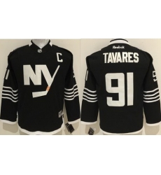 Islanders #91 John Tavares Black Alternate Stitched Youth NHL Jersey II Islanders #91 John Tavares Black Alternate Stitched Youth NHL Jersey II