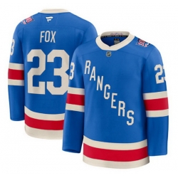 Men New York Rangers 23 Adam Fox Blue Centennial Stitched Hockey Jersey