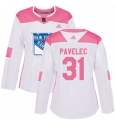 Womens Adidas New York Rangers 31 Ondrej Pavelec Authentic WhitePink Fashion NHL Jersey Womens Adidas New York Rangers 31 Ondrej Pavelec Authentic WhitePink Fashion NHL Jersey