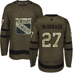 Youth Adidas New York Rangers 27 Ryan McDonagh Authentic Green Salute to Service NHL Jersey 