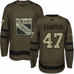 Youth Adidas New York Rangers 47 Steven Kampfer Authentic Green Salute to Service NHL Jersey 