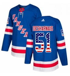 Youth Adidas New York Rangers 51 David Desharnais Authentic Royal Blue USA Flag Fashion NHL Jersey Youth Adidas New York Rangers 51 David Desharnais Authentic Royal Blue USA Flag Fashion NHL Jersey