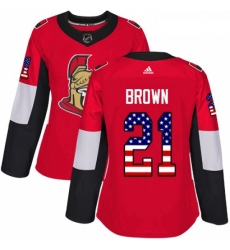 Womens Adidas Ottawa Senators 21 Logan Brown Authentic Red USA Flag Fashion NHL Jersey Womens Adidas Ottawa Senators 21 Logan Brown Authentic Red USA Flag Fashion NHL Jersey