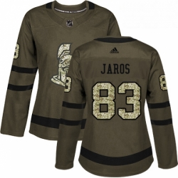 Womens Adidas Ottawa Senators 83 Christian Jaros Authentic Green Salute to Service NHL Jersey 