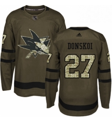 Mens Adidas San Jose Sharks 27 Joonas Donskoi Premier Green Salute to Service NHL Jersey Mens Adidas San Jose Sharks 27 Joonas Donskoi Premier Green Salute to Service NHL Jersey