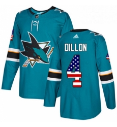 Mens Adidas San Jose Sharks 4 Brenden Dillon Authentic Teal Green USA Flag Fashion NHL Jersey Mens Adidas San Jose Sharks 4 Brenden Dillon Authentic Teal Green USA Flag Fashion NHL Jersey