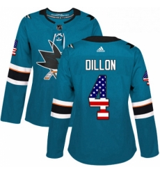 Womens Adidas San Jose Sharks 4 Brenden Dillon Authentic Teal Green USA Flag Fashion NHL Jersey Womens Adidas San Jose Sharks 4 Brenden Dillon Authentic Teal Green USA Flag Fashion NHL Jersey
