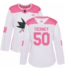 Womens Adidas San Jose Sharks 50 Chris Tierney Authentic WhitePink Fashion NHL Jersey Womens Adidas San Jose Sharks 50 Chris Tierney Authentic WhitePink Fashion NHL Jersey