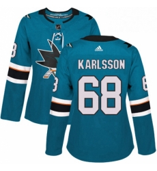 Womens Adidas San Jose Sharks 68 Melker Karlsson Premier Teal Green Home NHL Jersey Womens Adidas San Jose Sharks 68 Melker Karlsson Premier Teal Green Home NHL Jersey