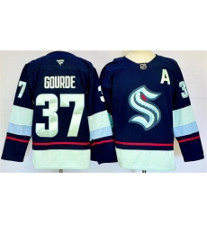 Men Seattle Kraken 37 Yanni Gourde Navy 2024 25 Home With A Patch Stitched Hockey Jersey Men Seattle Kraken 37 Yanni Gourde Navy 2024 25 Home With A Patch Stitched Hockey Jersey