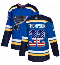 Mens Adidas St Louis Blues 32 Tage Thompson Authentic Blue USA Flag Fashion NHL Jersey Mens Adidas St Louis Blues 32 Tage Thompson Authentic Blue USA Flag Fashion NHL Jersey