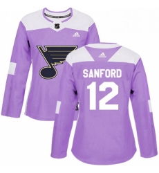 Womens Adidas St Louis Blues 12 Zach Sanford Authentic Purple Fights Cancer Practice NHL Jersey Womens Adidas St Louis Blues 12 Zach Sanford Authentic Purple Fights Cancer Practice NHL Jersey