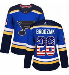 Womens Adidas St Louis Blues 28 Kyle Brodziak Authentic Blue USA Flag Fashion NHL Jersey Womens Adidas St Louis Blues 28 Kyle Brodziak Authentic Blue USA Flag Fashion NHL Jersey