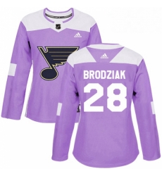 Womens Adidas St Louis Blues 28 Kyle Brodziak Authentic Purple Fights Cancer Practice NHL Jersey Womens Adidas St Louis Blues 28 Kyle Brodziak Authentic Purple Fights Cancer Practice NHL Jersey