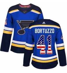Womens Adidas St Louis Blues 41 Robert Bortuzzo Authentic Blue USA Flag Fashion NHL Jersey Womens Adidas St Louis Blues 41 Robert Bortuzzo Authentic Blue USA Flag Fashion NHL Jersey