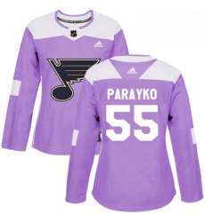 Womens Adidas St Louis Blues 55 Colton Parayko Authentic Purple Fights Cancer Practice NHL Jersey Womens Adidas St Louis Blues 55 Colton Parayko Authentic Purple Fights Cancer Practice NHL Jersey