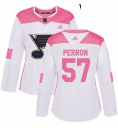 Womens Adidas St Louis Blues 57 David Perron Authentic White Pink Fashion NHL Jersey Womens Adidas St Louis Blues 57 David Perron Authentic White Pink Fashion NHL Jersey
