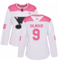 Womens Adidas St Louis Blues 9 Doug Gilmour Authentic WhitePink Fashion NHL Jersey Womens Adidas St Louis Blues 9 Doug Gilmour Authentic WhitePink Fashion NHL Jersey