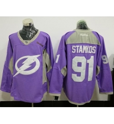 Lightning #91 Steven Stamkos Purple Fights Cancer Practice Stitched NHL Jersey Lightning #91 Steven Stamkos Purple Fights Cancer Practice Stitched NHL Jersey