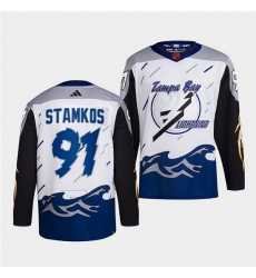 Men Tampa Bay Lightning 91 Steven Stamkos White 2022 Reverse Retro Stitched Jersey Men Tampa Bay Lightning 91 Steven Stamkos White 2022 Reverse Retro Stitched Jersey