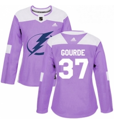 Womens Adidas Tampa Bay Lightning 37 Yanni Gourde Authentic Purple Fights Cancer Practice NHL Jersey Womens Adidas Tampa Bay Lightning 37 Yanni Gourde Authentic Purple Fights Cancer Practice NHL Jersey