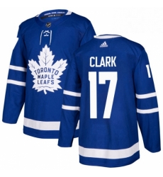 Mens Adidas Toronto Maple Leafs 17 Wendel Clark Authentic Royal Blue Home NHL Jersey 
