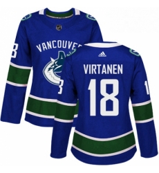 Womens Adidas Vancouver Canucks 18 Jake Virtanen Authentic Blue Home NHL Jersey Womens Adidas Vancouver Canucks 18 Jake Virtanen Authentic Blue Home NHL Jersey