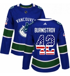 Womens Adidas Vancouver Canucks 42 Alex Burmistrov Authentic Blue USA Flag Fashion NHL Jersey Womens Adidas Vancouver Canucks 42 Alex Burmistrov Authentic Blue USA Flag Fashion NHL Jersey
