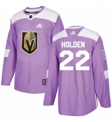 Mens Adidas Vegas Golden Knights 22 Nick Holden Authentic Purple Fights Cancer Practice NHL Jersey 