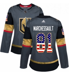 Womens Adidas Vegas Golden Knights 81 Jonathan Marchessault Authentic Gray USA Flag Fashion NHL Jersey Womens Adidas Vegas Golden Knights 81 Jonathan Marchessault Authentic Gray USA Flag Fashion NHL Jersey