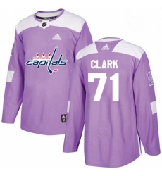 Mens Adidas Washington Capitals 71 Kody Clark Authentic Purple Fights Cancer Practice NHL Jersey 