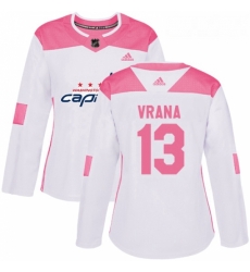 Womens Adidas Washington Capitals 13 Jakub Vrana Authentic WhitePink Fashion NHL Jersey Womens Adidas Washington Capitals 13 Jakub Vrana Authentic WhitePink Fashion NHL Jersey