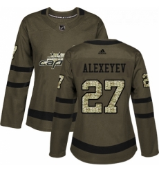 Womens Adidas Washington Capitals 27 Alexander Alexeyev Authentic Green Salute to Service NHL Jerse Womens Adidas Washington Capitals 27 Alexander Alexeyev Authentic Green Salute to Service NHL Jerse