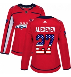 Womens Adidas Washington Capitals 27 Alexander Alexeyev Authentic Red USA Flag Fashion NHL Jerse Womens Adidas Washington Capitals 27 Alexander Alexeyev Authentic Red USA Flag Fashion NHL Jerse