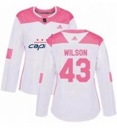 Womens Adidas Washington Capitals 43 Tom Wilson Authentic WhitePink Fashion NHL Jersey Womens Adidas Washington Capitals 43 Tom Wilson Authentic WhitePink Fashion NHL Jersey