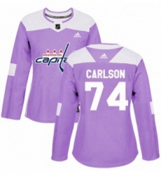Womens Adidas Washington Capitals 74 John Carlson Authentic Purple Fights Cancer Practice NHL Jersey Womens Adidas Washington Capitals 74 John Carlson Authentic Purple Fights Cancer Practice NHL Jersey