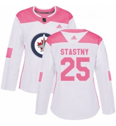 Womens Adidas Winnipeg Jets 25 Paul Stastny Authentic White Pink Fashion NHL Jersey Womens Adidas Winnipeg Jets 25 Paul Stastny Authentic White Pink Fashion NHL Jersey
