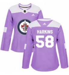 Womens Adidas Winnipeg Jets 58 Jansen Harkins Authentic Purple Fights Cancer Practice NHL Jersey Womens Adidas Winnipeg Jets 58 Jansen Harkins Authentic Purple Fights Cancer Practice NHL Jersey