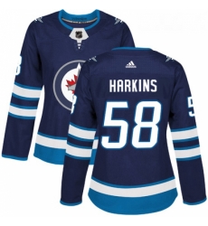 Womens Adidas Winnipeg Jets 58 Jansen Harkins Premier Navy Blue Home NHL Jersey Womens Adidas Winnipeg Jets 58 Jansen Harkins Premier Navy Blue Home NHL Jersey