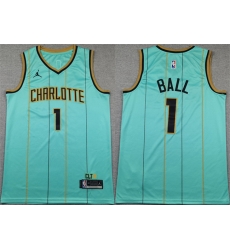 Men Charlotte Hornets 1 LaMelo Ball Mint 2024 25 City Edition Stitched Basketball Jersey