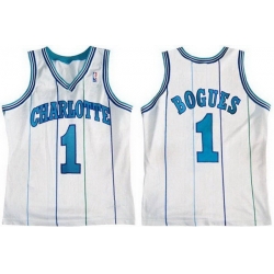 Men Charlotte Hornets 1 Muggsy Bogues White Stitched Basketball Jersey