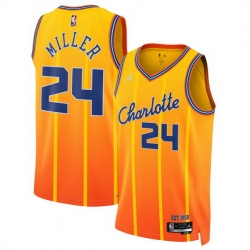 Men Charlotte Hornets 24 Brandon Miller Orange 2025 26 City Edition Stitched Basketball Jersey
