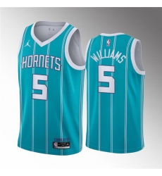 Men's Charlotte Hornets #5 Mark Williams Aqua Stitched Basketball Jersey Men's Charlotte Hornets #5 Mark Williams Aqua Stitched Basketball Jersey