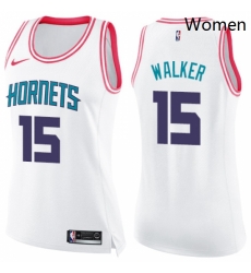 Womens Nike Charlotte Hornets 15 Kemba Walker Swingman WhitePink Fashion NBA Jersey Womens Nike Charlotte Hornets 15 Kemba Walker Swingman WhitePink Fashion NBA Jersey