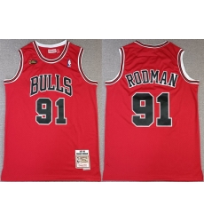 Men Chicago Bulls 91 Dennis Rodman Red NBA Finals 1997 98 Throwback Champions Stitched Jersey Men Chicago Bulls 91 Dennis Rodman Red NBA Finals 1997 98 Throwback Champions Stitched Jersey