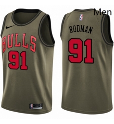 Mens Nike Chicago Bulls 91 Dennis Rodman Swingman Green Salute to Service NBA Jersey Mens Nike Chicago Bulls 91 Dennis Rodman Swingman Green Salute to Service NBA Jersey