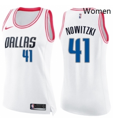 Womens Nike Dallas Mavericks 41 Dirk Nowitzki Swingman WhitePink Fashion NBA Jersey Womens Nike Dallas Mavericks 41 Dirk Nowitzki Swingman WhitePink Fashion NBA Jersey