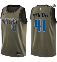 Youth Nike Dallas Mavericks 41 Dirk Nowitzki Swingman Green Salute to Service NBA Jersey Youth Nike Dallas Mavericks 41 Dirk Nowitzki Swingman Green Salute to Service NBA Jersey