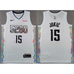 Men Denver Nuggets 15 Nikola Joki u0107 White 2024 25 City Edition Stitched Basketball Jersey
